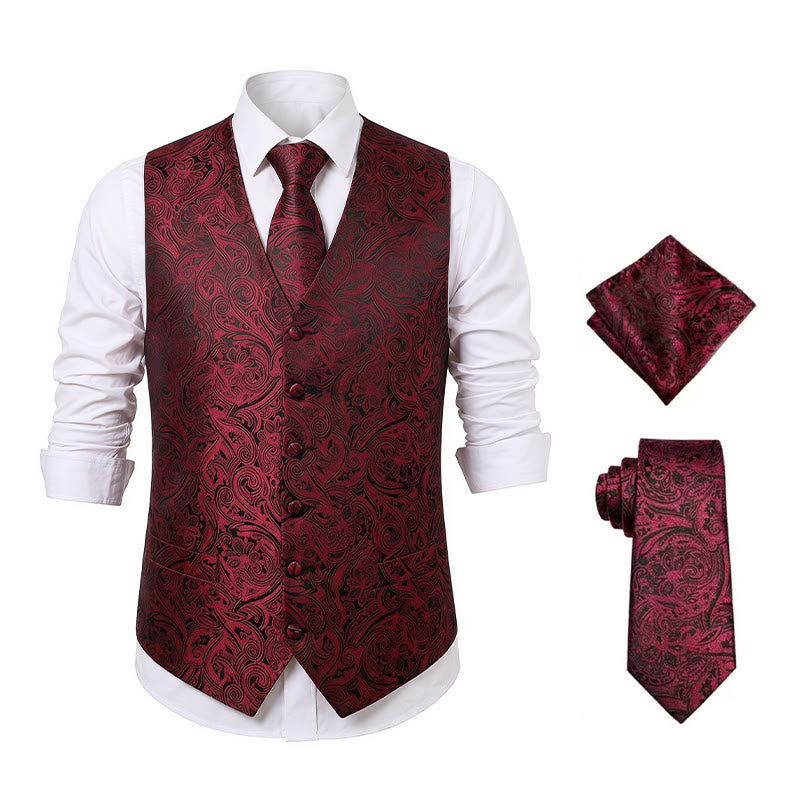 Men's Vintage Paisley Jacquard Waistcoat Set  Formal Suit Vest - image 20