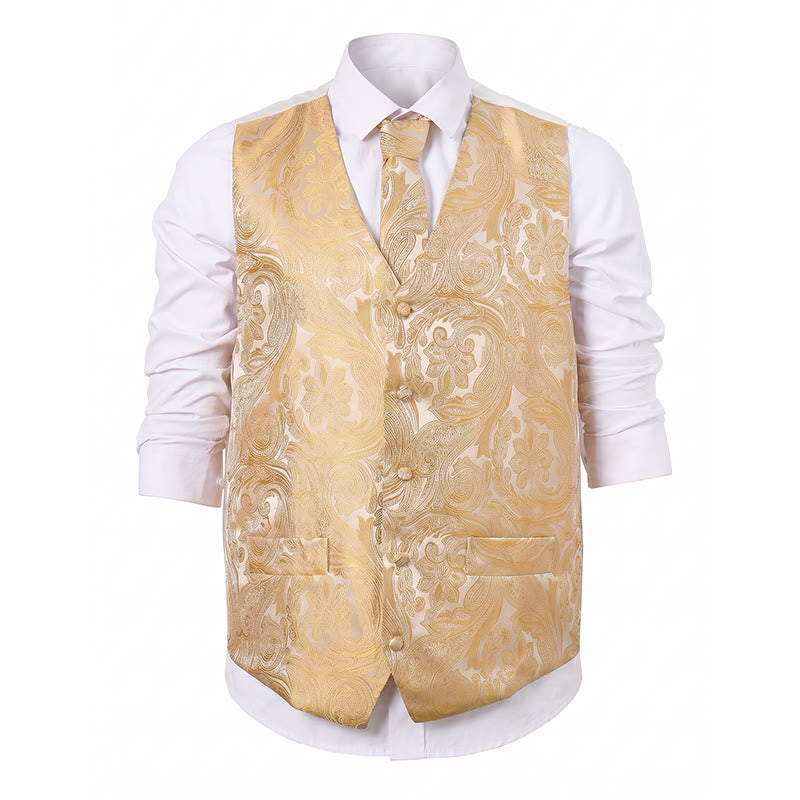 Men's Vintage Paisley Jacquard Waistcoat Set  Formal Suit Vest - image 15