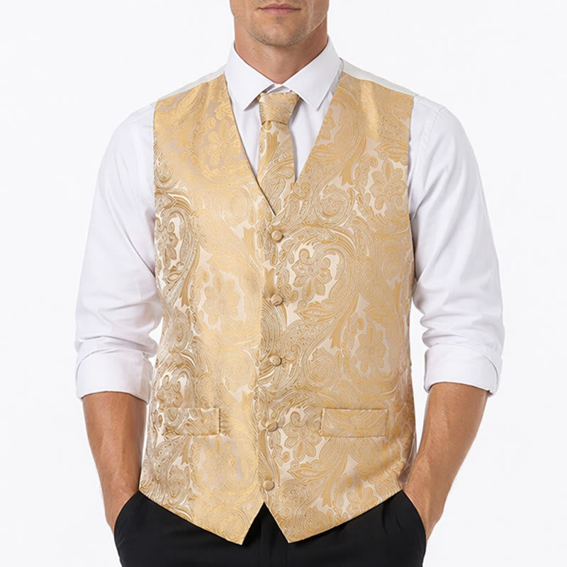 Men's Vintage Paisley Jacquard Waistcoat Set  Formal Suit Vest - image 1