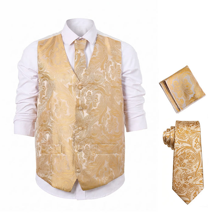Men's Vintage Paisley Jacquard Waistcoat Set  Formal Suit Vest - image 17
