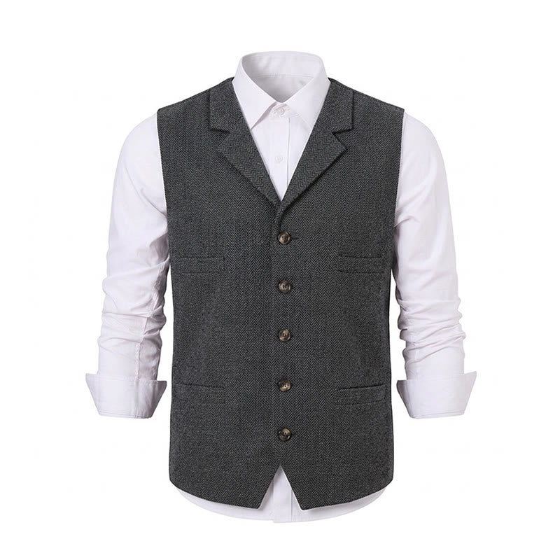Men's Herringbone Suit Lape with Decorative Chain Suit Vest - image 27