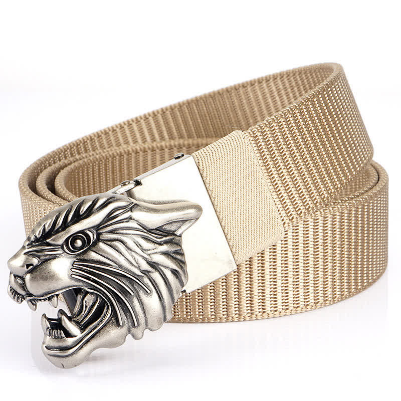 Men's Roaring Tiger Head Nylon Belt