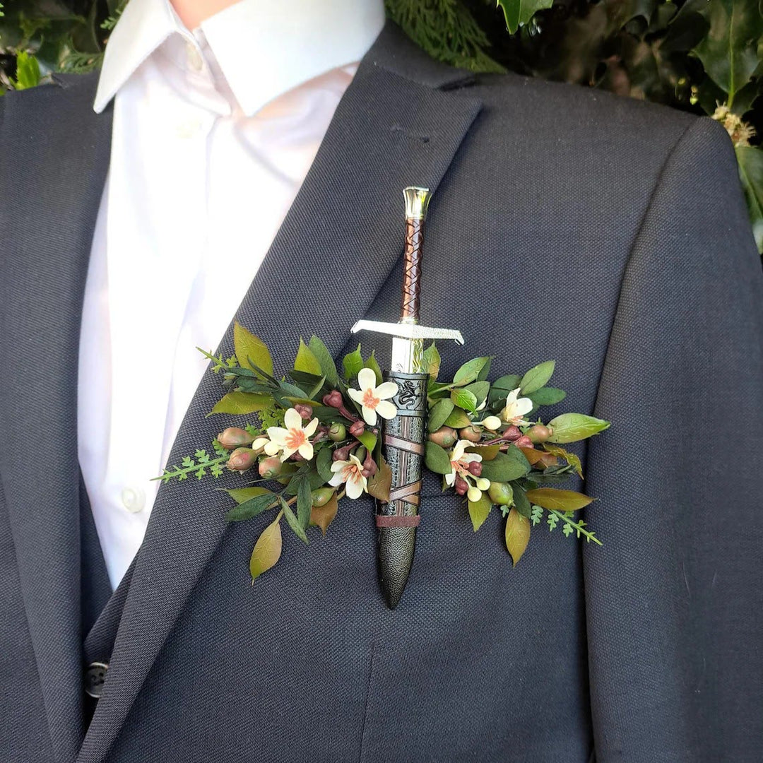 Medieval Fantasy Sword Boutonniere Suit Pocket Brooch - image 5