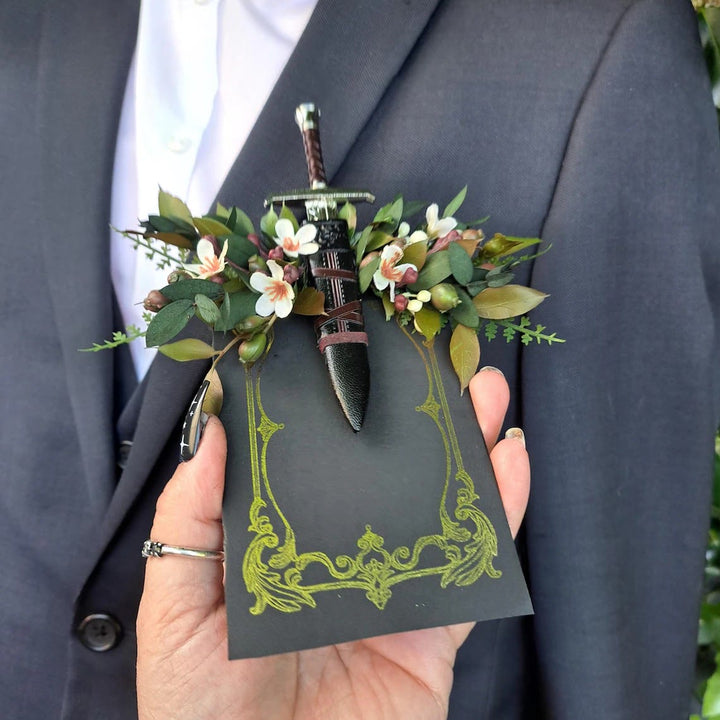 Medieval Fantasy Sword Boutonniere Suit Pocket Brooch - image 2