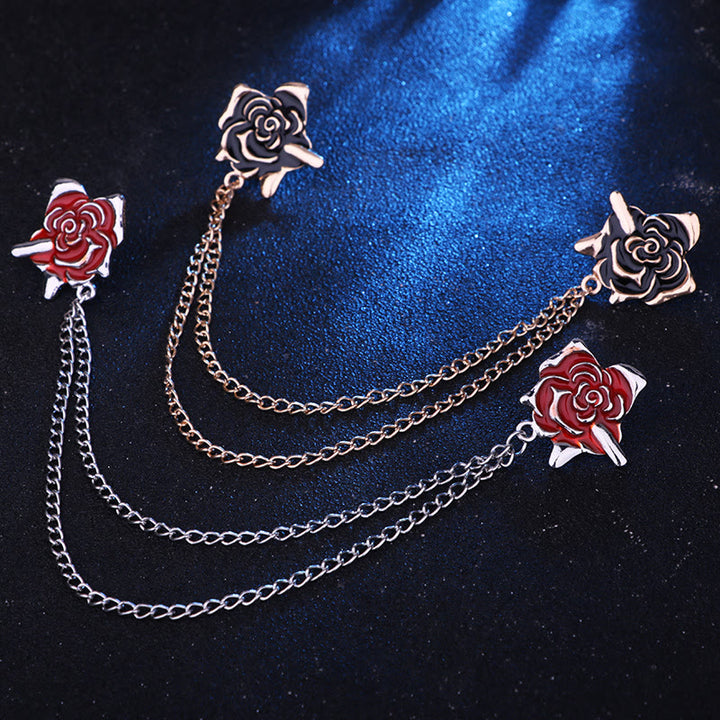 Rose Thorn Gothic Collar Chain Brooch For Shirt - image 5