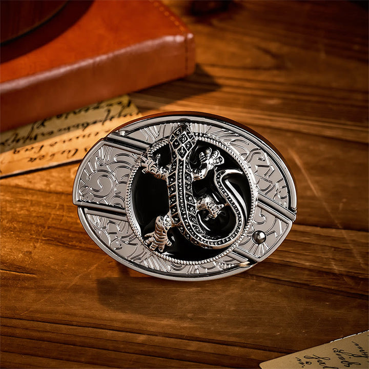 Desert Lizard DIY Hidden Folding Knife Buckle Leather Belt - Lizard - Without Belt - Not Included Belt - image 0