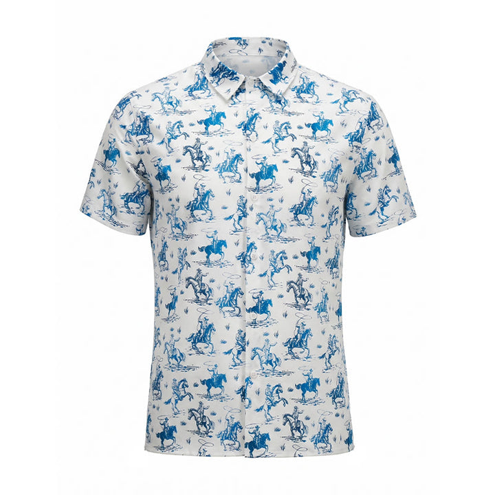 Blue & White Ride Into Style Classic Cowboy Charm Shirt - image 8