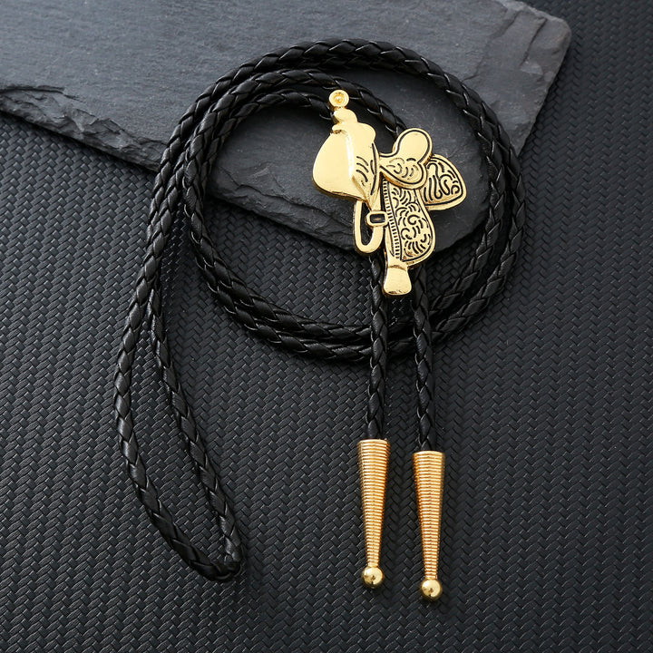 Vintage Horse Saddle Bolo Tie  - Golden - image 1