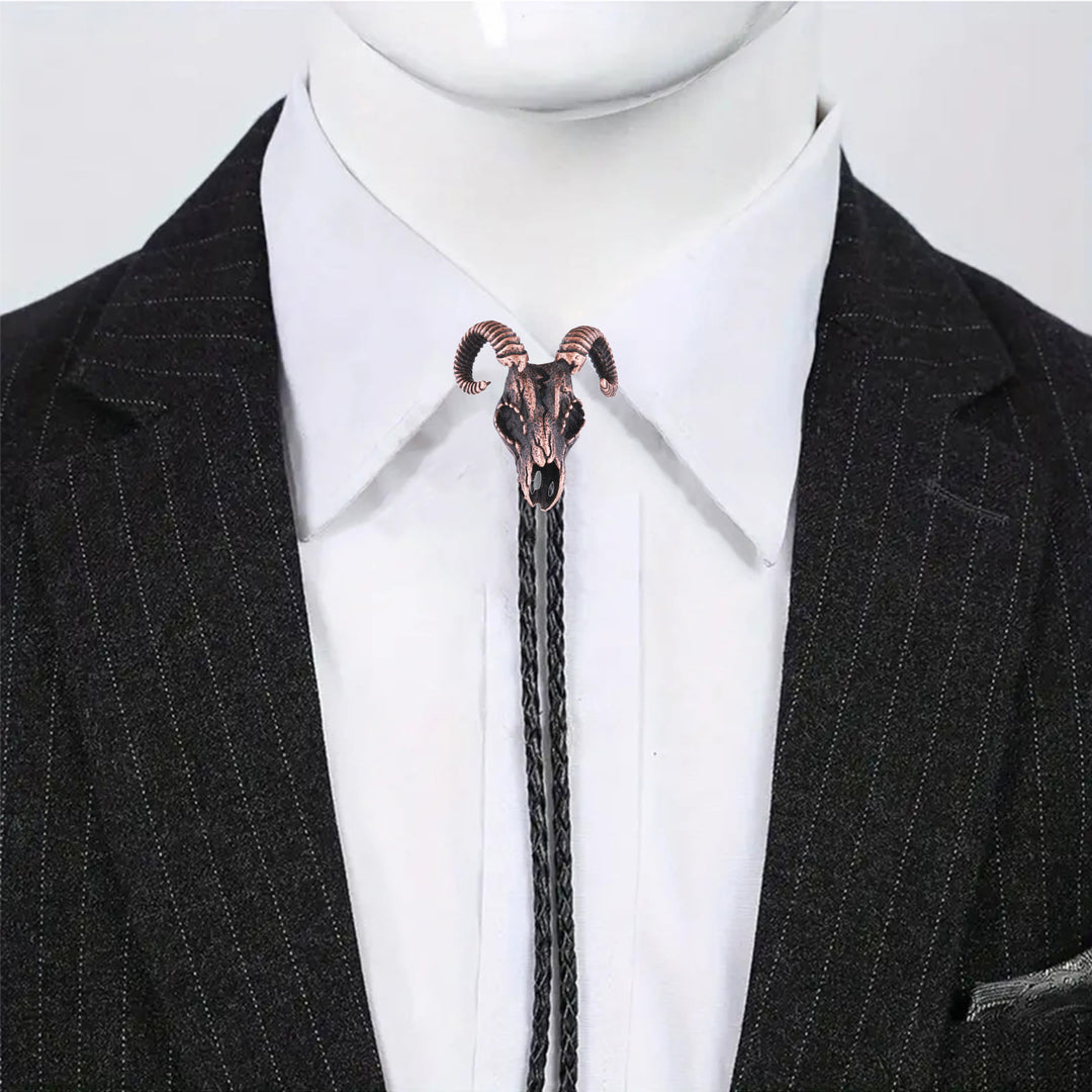 Dark Aesthetic Gothic Ram Skull Bolo Tie - image 1
