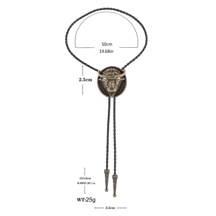 Buffalo Head Medallion Old West Bolo Tie - image 2