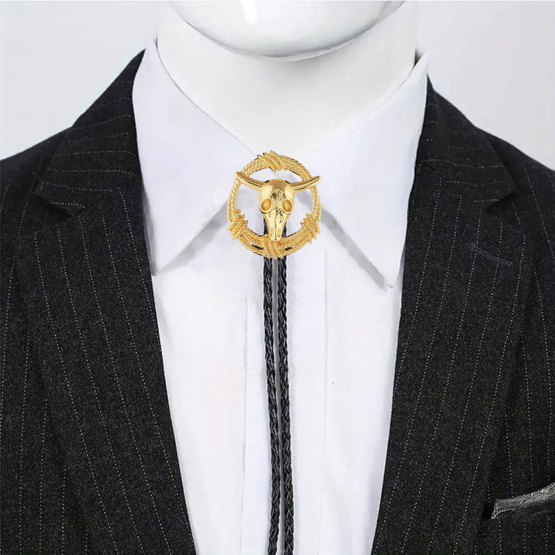 Steer Skull Rope Wreath Rock Style Bolo Tie - image 6