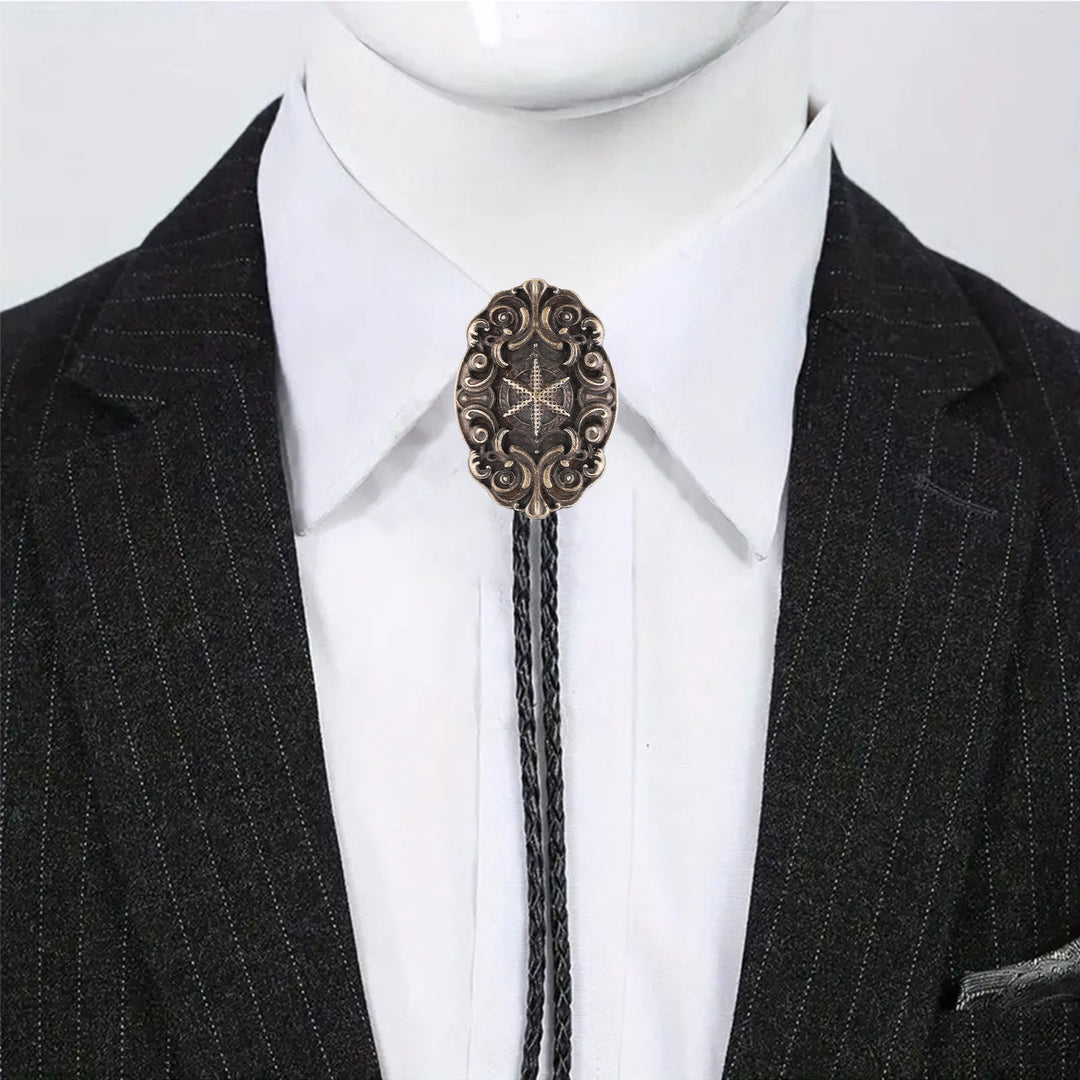 Ornate Compass Star Victorian Western Bolo Tie - image 1