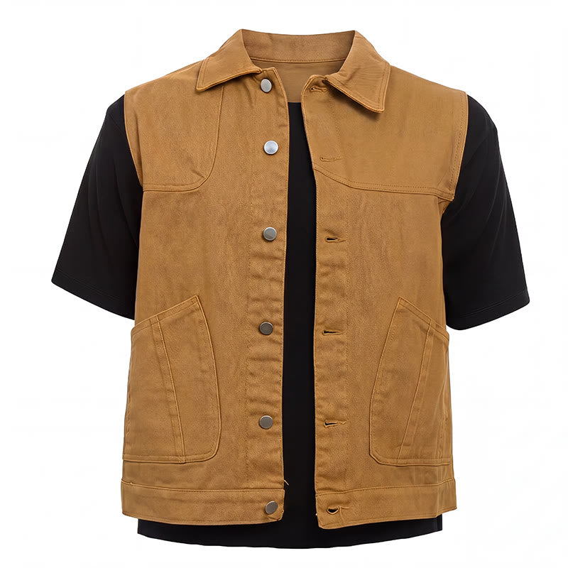 Men's American Vintage  Casual Washed Double Pockets Denim Vest - image 8