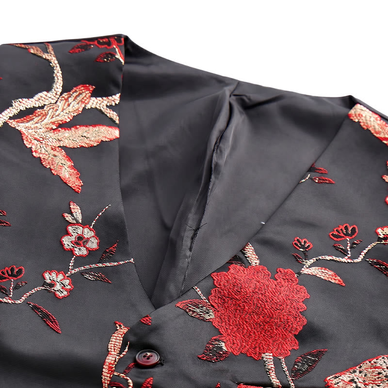 Men's Oriental Floral Jacquard Slim Fit Suit Vest - image 7