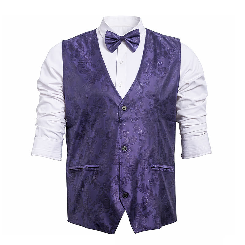 Men's 2Pcs Shiny Paisley Pattern With Bow Tie Suit Vest With Bow Tie - image 14