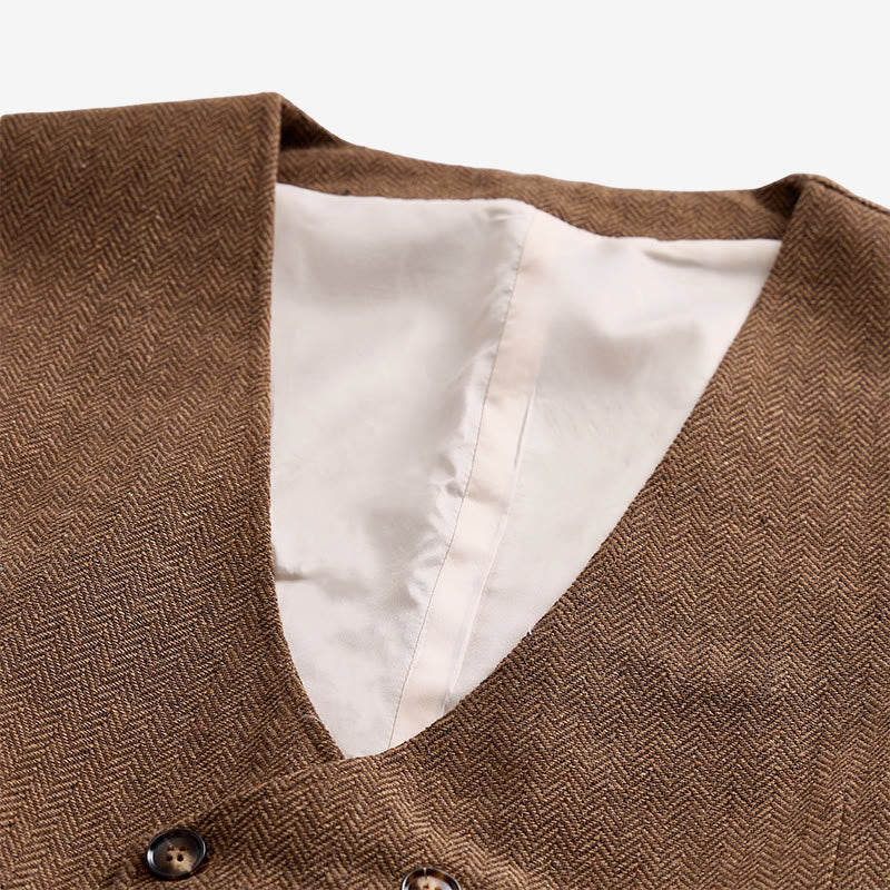 Men's British Retro Double Breasted Suit  Vest - image 4