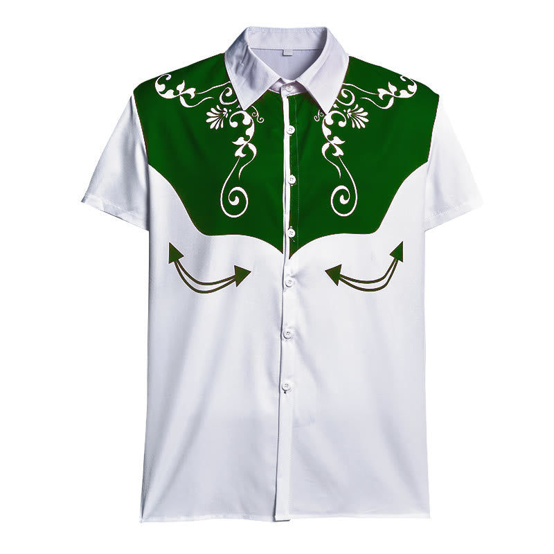 Men's Vintage Western Floral Print Button Down Shirt - image 17