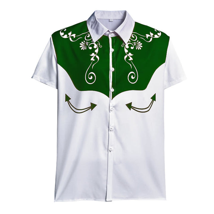 Men's Vintage Western Floral Print Button Down Shirt - image 17
