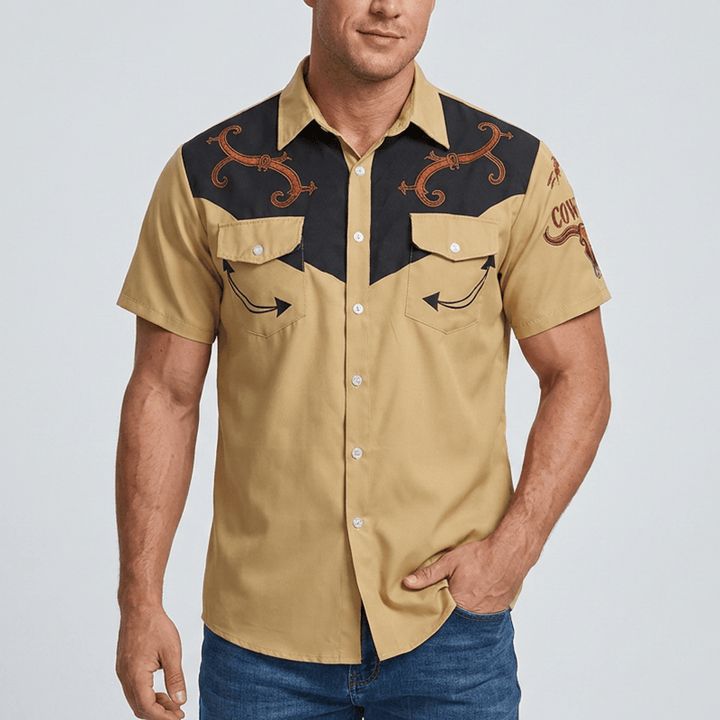 Men's Ethnic Western Cowboy Pattern Casual Shirt - image 1