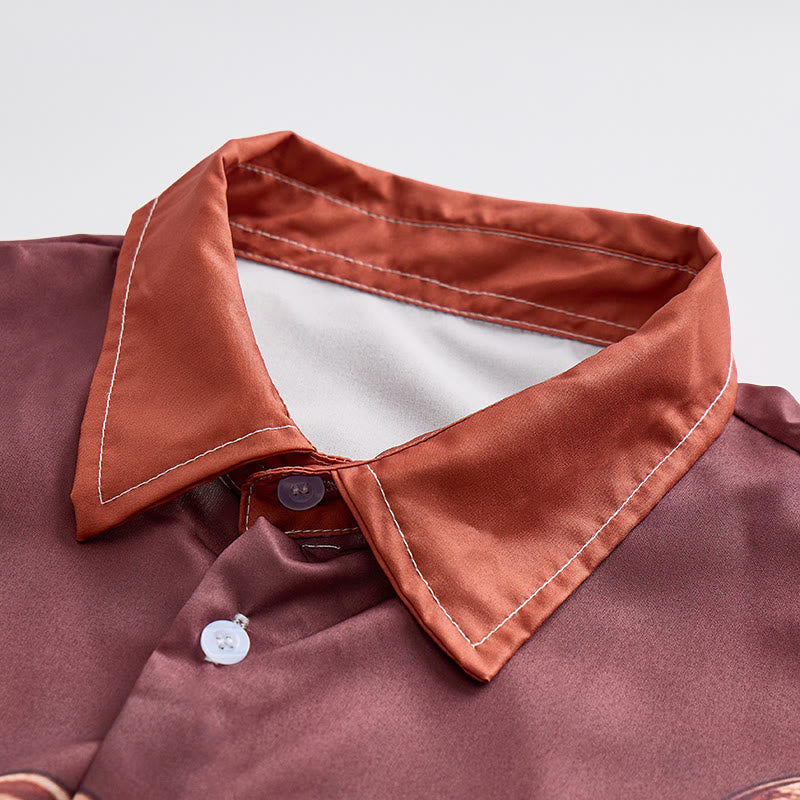 Men's Vintage Distressed Saddle Print Western Cowboy Streetwear Shirt - image 4