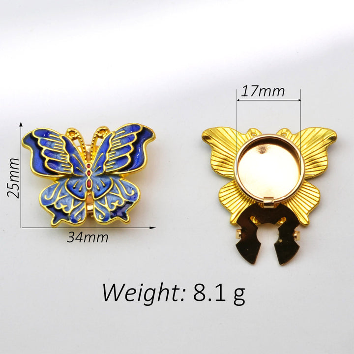 1 Pair Enamel Butterfly Snap-On Shirt Insect Button Covers - image 3