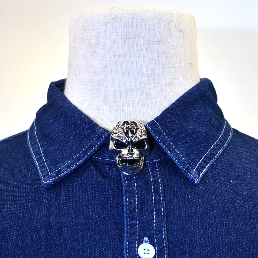 1 Pair Vanitas Skull Snap-On Shirt Button Covers - image 0
