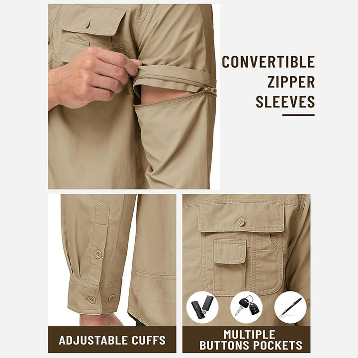 Men's Tactical Convertible Zip-Off Sleeve Workwear Shirt - image 6