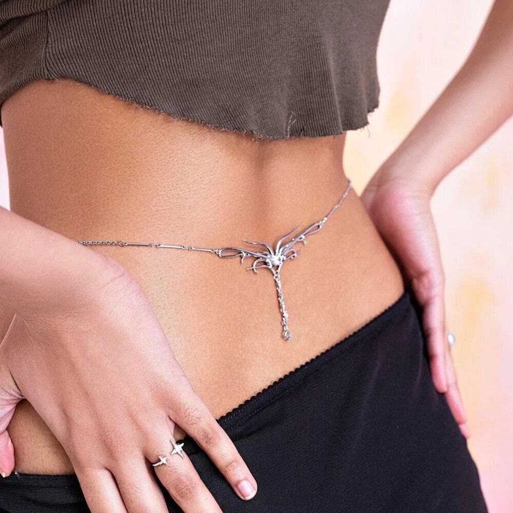 Women's Boho Rhinestone Fairy Belly Waist Chain - image 4