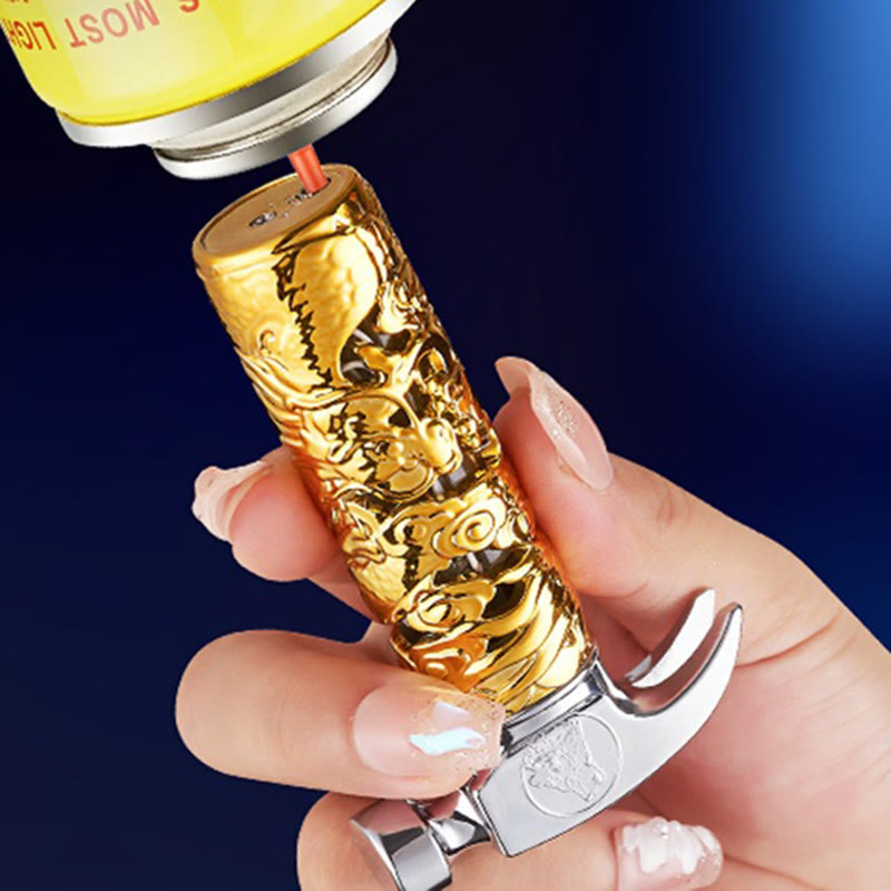 Gold Hammer-Shaped Wolf Emblem Butane Lighter - image 4