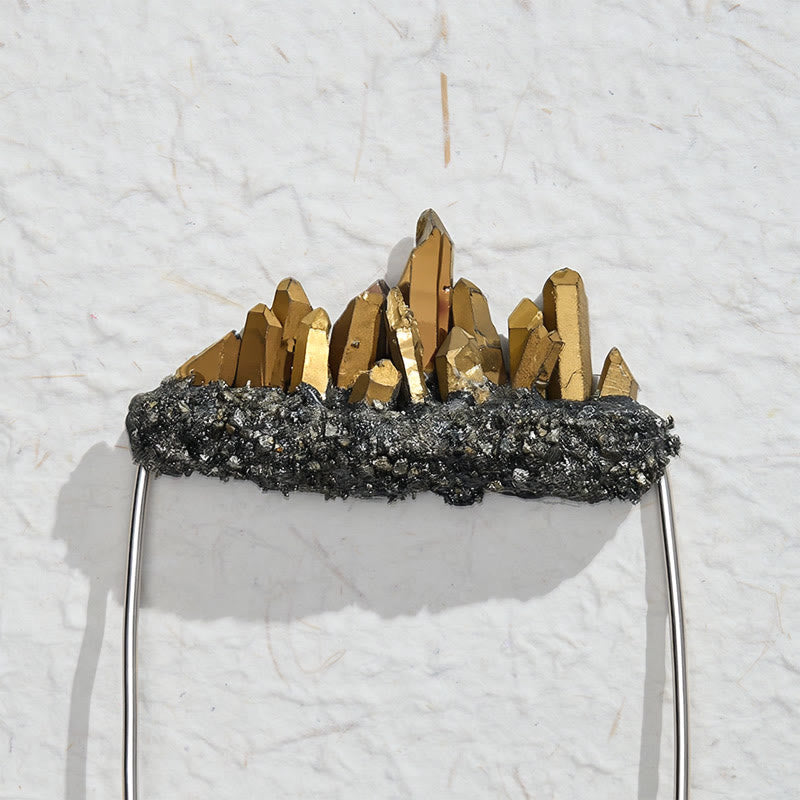 Handcrafted Natural Crystal Crown Pocket Square Brooch - image 19