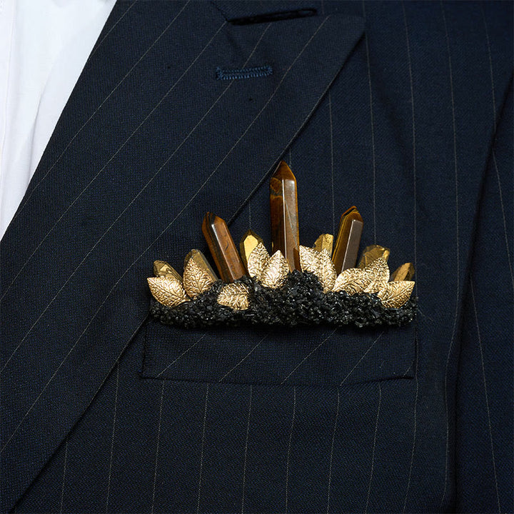 Handmade Groom's Pocket Boutonniere & Bride's Crystal Hair Comb Bundle Set - image 1