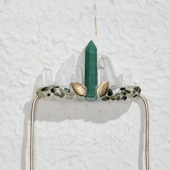 Handcrafted Natural Crystal Crown Pocket Square Brooch - image 23