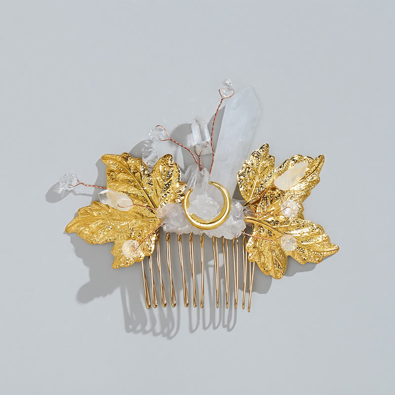 Women's Enchanted Real Crystal Leaf Detailed Hair Comb - image 7