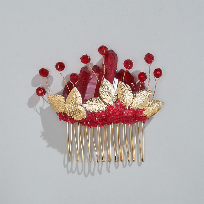 Women's Enchanted Real Crystal Leaf Detailed Hair Comb - image 1