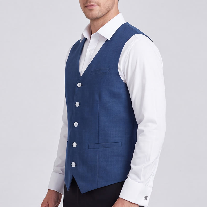 Men's Linen Blend Single Breasted Casual Vest - image 3