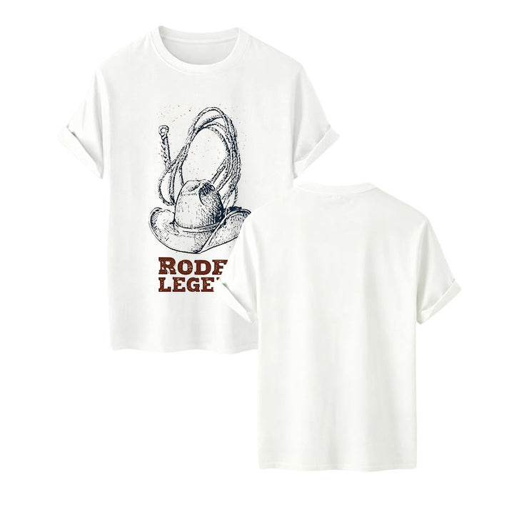 Cowboy Hat & Lasso Print Rodeo Legend Western T-shirt - White - 2XL - image 8