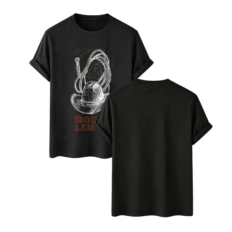 Cowboy Hat & Lasso Print Rodeo Legend Western T-shirt - Black - 2XL - image 7