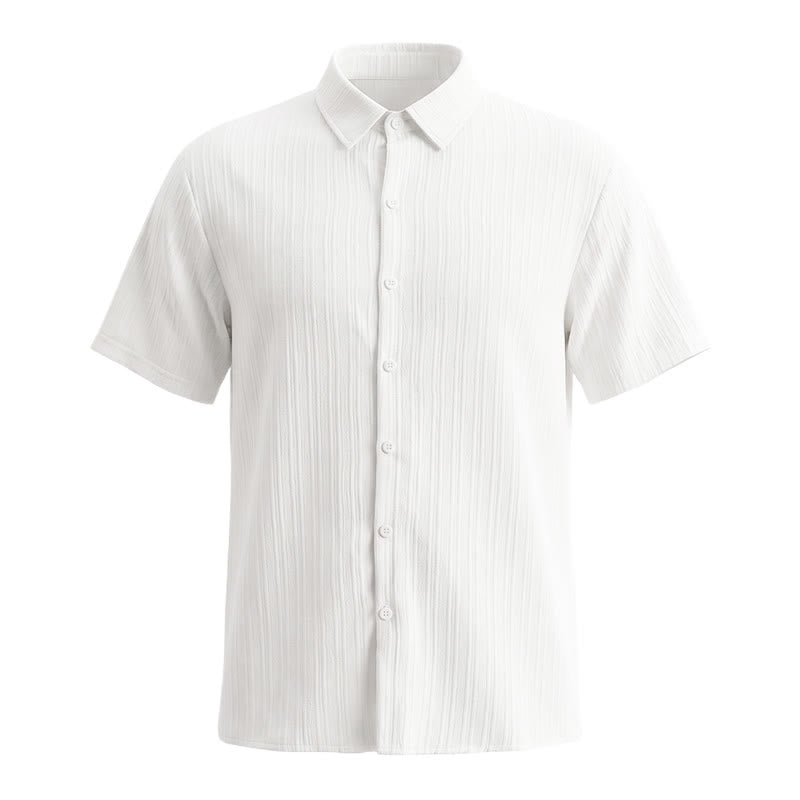 Men's Cotton Linen Striped Jacquard Casual Shirt - image 4