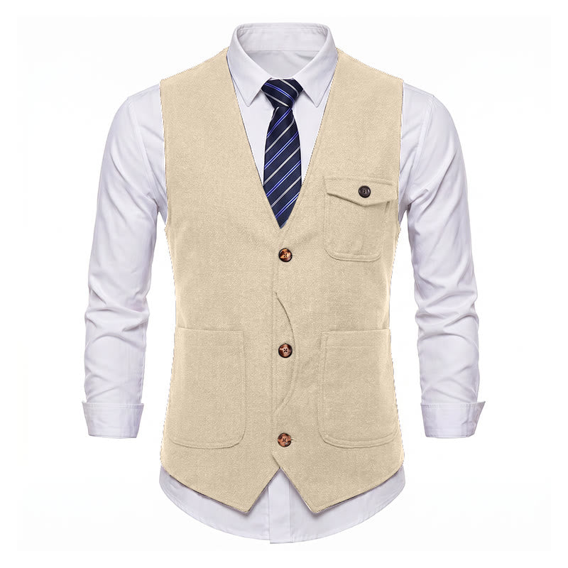 Men's American Vintage Herringbone Wrinkle Resistant Suit Vest - image 30