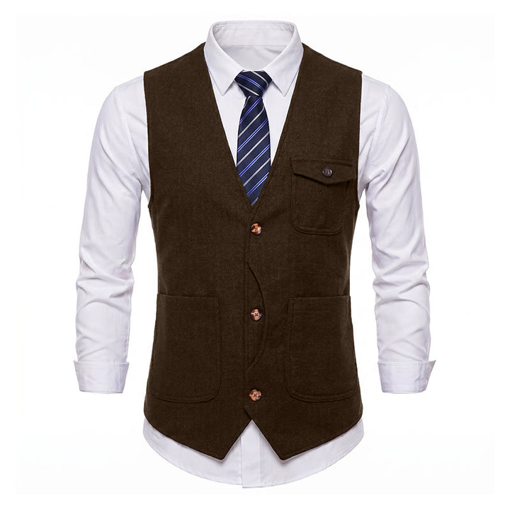 Men's American Vintage Herringbone Wrinkle Resistant Suit Vest - image 36