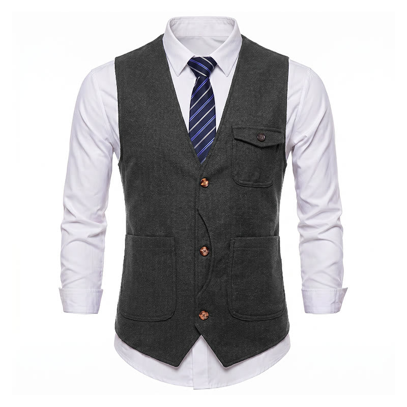 Men's American Vintage Herringbone Wrinkle Resistant Suit Vest - image 25