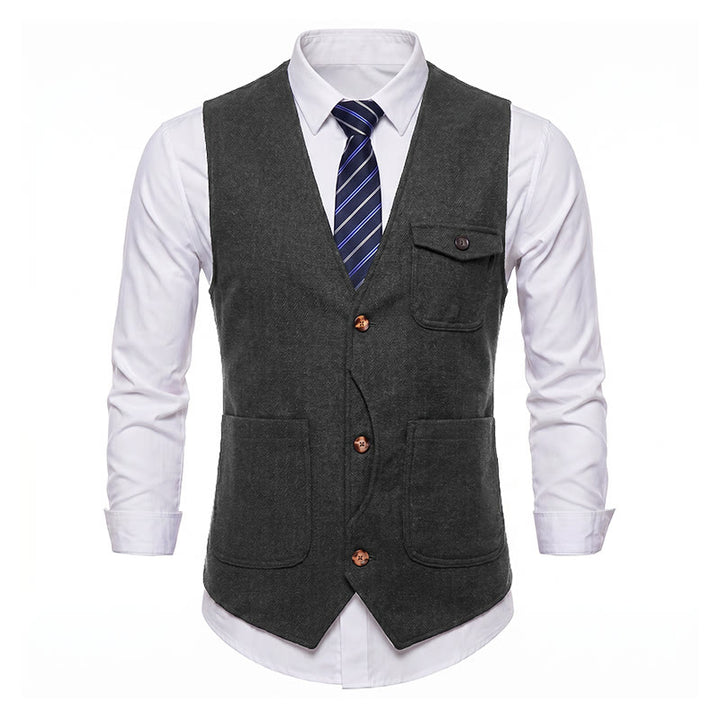 Men's American Vintage Herringbone Wrinkle Resistant Suit Vest - image 25