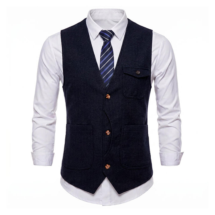 Men's American Vintage Herringbone Wrinkle Resistant Suit Vest - image 22