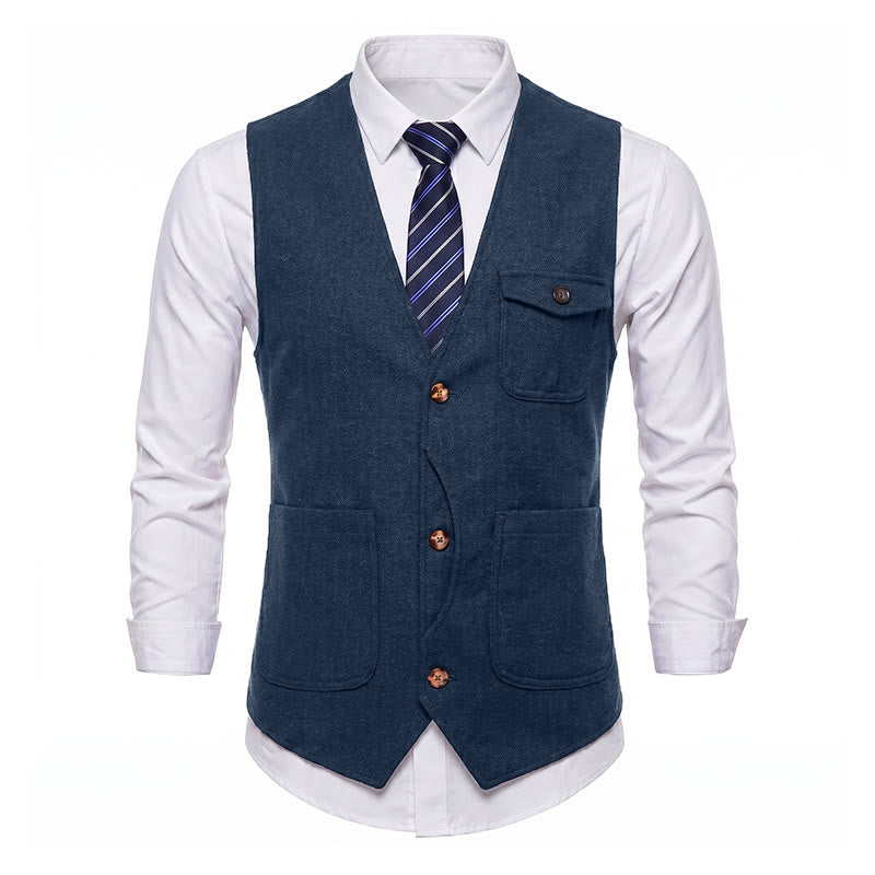Men's American Vintage Herringbone Wrinkle Resistant Suit Vest - image 36