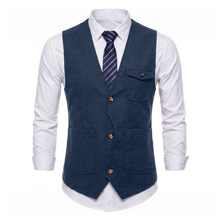 Men's American Vintage Herringbone Wrinkle Resistant Suit Vest - image 36