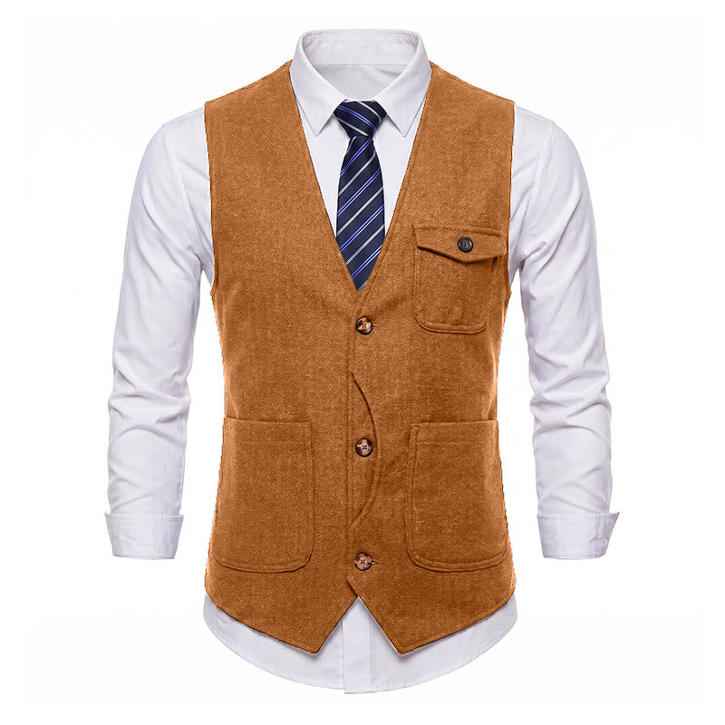 Men's American Vintage Herringbone Wrinkle Resistant Suit Vest - image 29