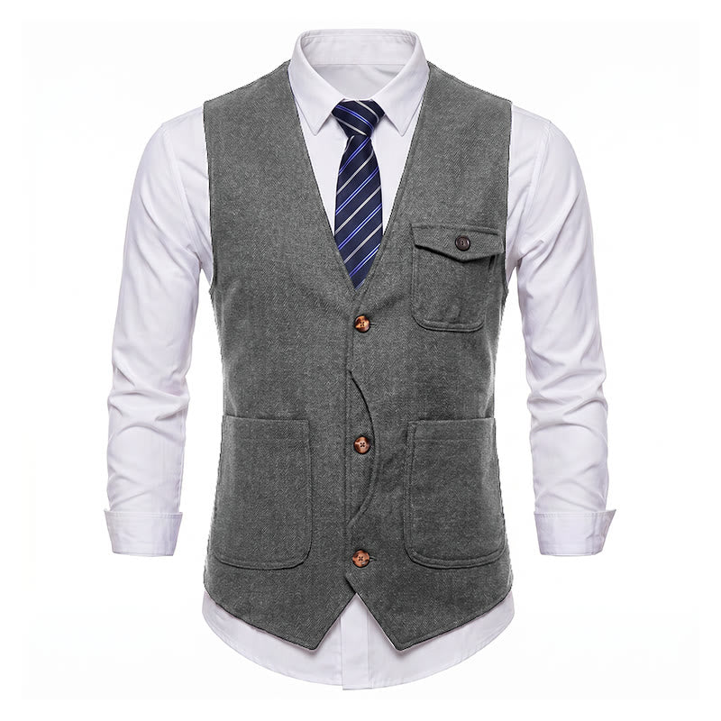 Men's American Vintage Herringbone Wrinkle Resistant Suit Vest - image 27