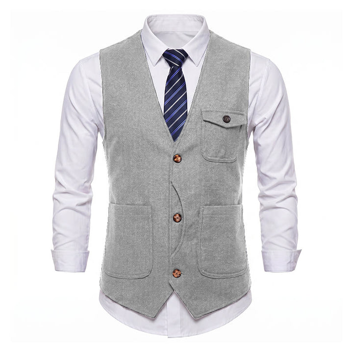 Men's American Vintage Herringbone Wrinkle Resistant Suit Vest - image 27