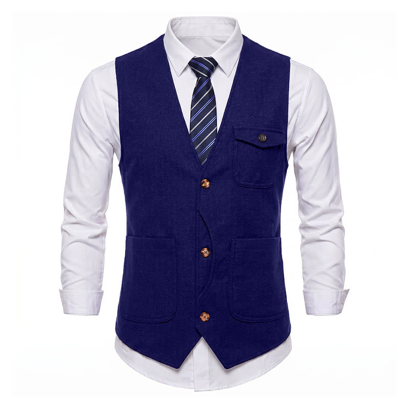 Men's American Vintage Herringbone Wrinkle Resistant Suit Vest - image 33