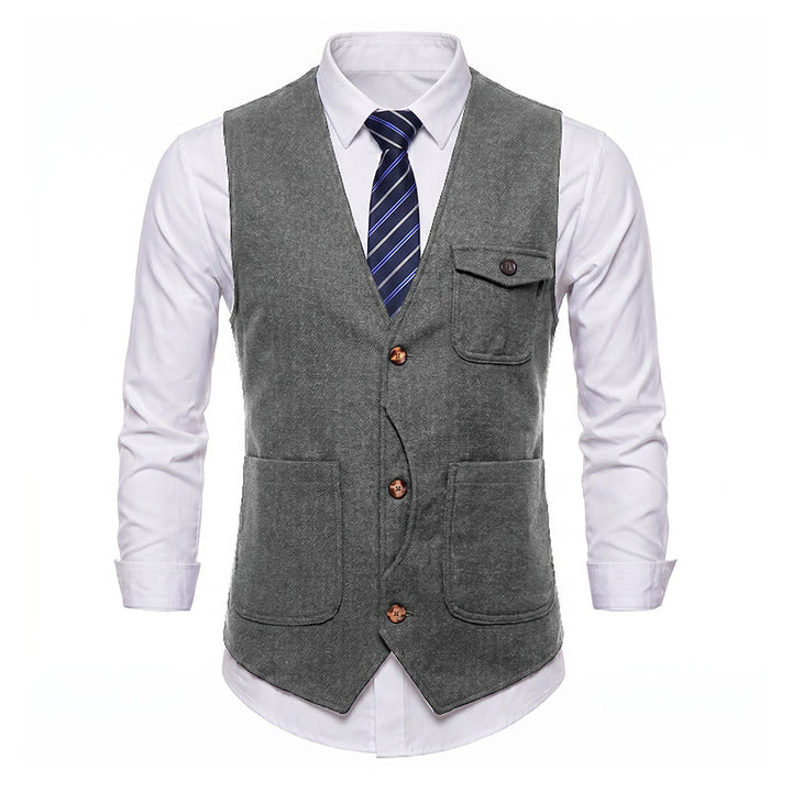 Men's American Vintage Herringbone Wrinkle Resistant Suit Vest - image 26